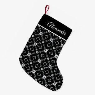 Petite Chaussette De Noël Fair Isle Floral Motif Rouge