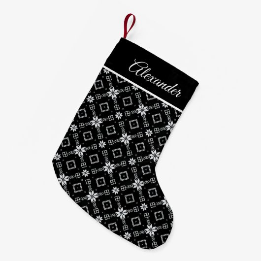 Petite Chaussette De Noël Fair Isle Floral Motif Rouge (Devant (Accrochage))