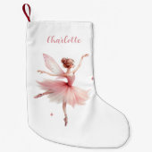 Petite Chaussette De Noël Fairy ballerina blanc rose nom de fille (Devant)