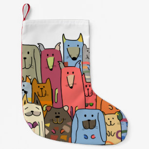 Petite Chaussette De Noël Famille de chiens amusants, motif sans soudure, vi