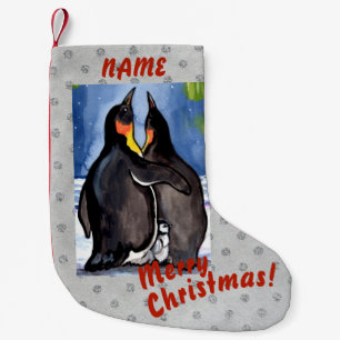 Petite Chaussette De Noël Famille de pingouins Noël Stocking personnalisé