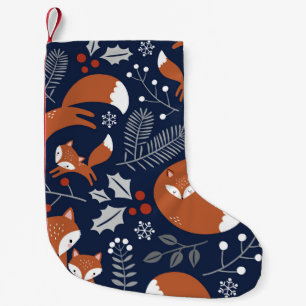 Petite Chaussette De Noël Famille Fox : motif vintage sans soudure.