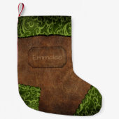 Petite Chaussette De Noël Faux Green Monogramme Brown Cuir (Devant)