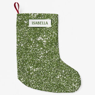 Petite Chaussette De Noël Faux Green Parties scintillant Texture Look Avec N