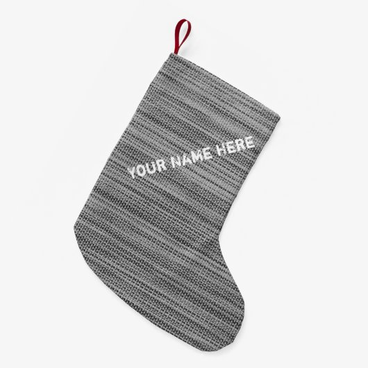 Petite Chaussette De Noël Faux Grey Fabric Christmas Stocking Nom personnali (Devant (Accrochage))