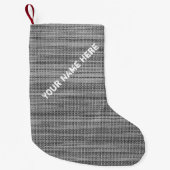 Petite Chaussette De Noël Faux Grey Fabric Christmas Stocking Nom personnali (Devant)