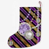Petite Chaussette De Noël Faux Parties scintillant & Bijoux Purple & Or Tons (Dos)