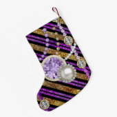 Petite Chaussette De Noël Faux Parties scintillant & Bijoux Purple & Or Tons (Dos (Accrochage))