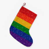 Petite Chaussette De Noël Faux Parties scintillant LGBTQ Pride Arc en ciel (Devant (Accrochage))