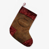 Petite Chaussette De Noël Faux Rouge Monogramme Brown Cuir (Devant (Accrochage))