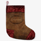 Petite Chaussette De Noël Faux Rouge Monogramme Brown Cuir (Devant)