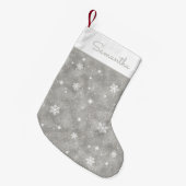 Petite Chaussette De Noël Faux Silver Parties scintillant Snowflakes Étoiles (Devant (Accrochage))