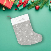 Petite Chaussette De Noël Faux Silver Parties scintillant Snowflakes Étoiles