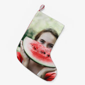 Petite Chaussette De Noël Femme tenant une pastèque tranchée (Devant (Accrochage))