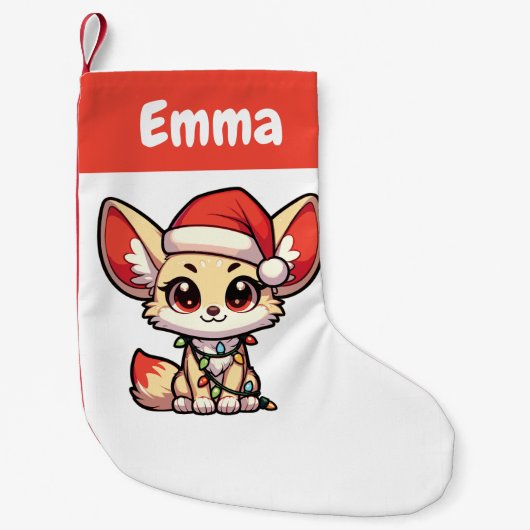 Petite Chaussette De Noël Fennec Joyeux Noël Animaux d'hiver mignons Fennecs (Devant)