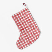 Petite Chaussette De Noël Ferme en dentelle rouge plaid motif mignon (Dos (Accrochage))
