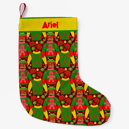 Petite Chaussette De Noël Festif de Noël personnalisé affreux pulls (Devant)