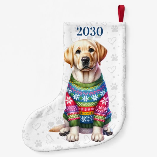 Petite Chaussette De Noël Festif Labrador Retriever Chien Chien Chien Jaune  (Dos)