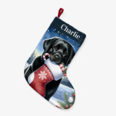 Petite Chaussette De Noël Festif Labrador Retriever Holiday Black Dog (Devant (Accrochage))