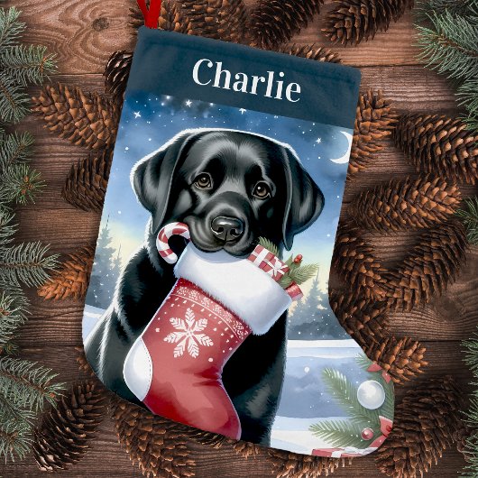 Petite Chaussette De Noël Festif Labrador Retriever Holiday Black Dog