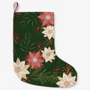 Petite Chaussette De Noël Festin Vert Rouge Jaune Poinsettia Festita
