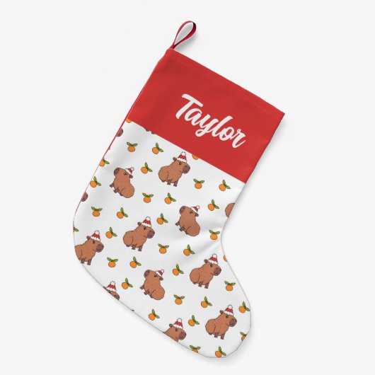 Petite Chaussette De Noël Festive Capybara Noël (Devant (Accrochage))