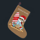 Petite Chaussette De Noël Festive Christmas Beach Père Noël ajouter le nom<br><div class="desc">Festive Christmas Beach Père Noël ajouter le nom Petit magasin de Noël</div>