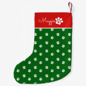 Petite Chaussette De Noël Festive Dog Paw Print Custom Name (Dos)