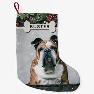 Petite Chaussette De Noël Festive Foliage Custom Chien Photo & Nom