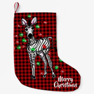 Petite Chaussette De Noël Festive Holiday Zebra, scintillement de buffle lég