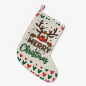Petite Chaussette De Noël Festive Reindeer Christmas Stocking _Modern  (Devant (Accrochage))