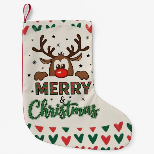 Petite Chaussette De Noël Festive Reindeer Christmas Stocking _Modern  (Devant)