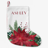 Petite Chaussette De Noël Festive Rouge Poinsettia Noël (Devant)