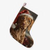 Petite Chaussette De Noël Fête de Noël de Chien Vizsla (Devant (Accrochage))