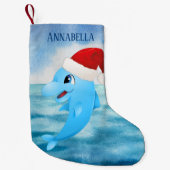 Petite Chaussette De Noël fête Noël dauphin ajouter nom plage (Devant)