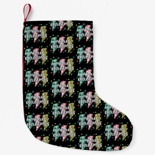 Petite Chaussette De Noël Feu Joyeux Noël Preppy Coquette Xmas (Devant)