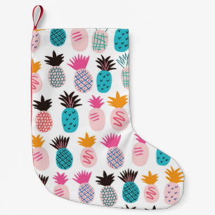 Petite Chaussette De Noël Feuilles colorés d'ananas, doodle tropical.