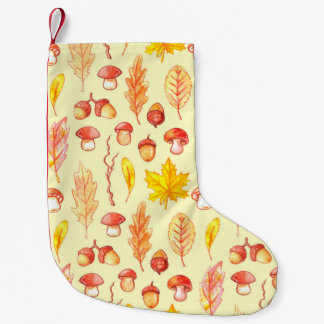 Petite Chaussette De Noël Feuilles d'automne : aquarelle papier peint rétro