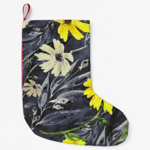 Petite Chaussette De Noël Feuilles d'automne, baies : motif d'aquarelle.