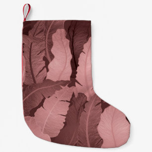Petite Chaussette De Noël Feuilles de bananes d'or rose : luxe