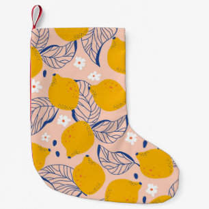 Petite Chaussette De Noël Feuilles de citron : Vintage rose sans joint.