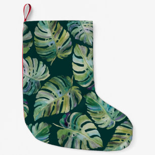 Petite Chaussette De Noël Feuilles de monstère exotique tropicale plante. In