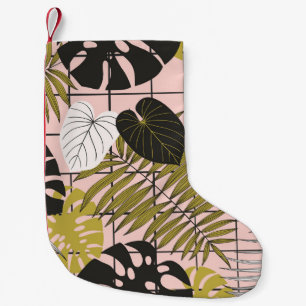 Petite Chaussette De Noël Feuilles de palmiers tropicaux, été élégant.