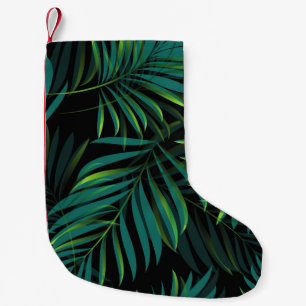 Petite Chaussette De Noël Feuilles de palmiers tropicaux verts. Graphique mo
