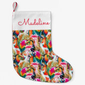 Petite Chaussette De Noël Feuilles de perroquets et palmiers| Ajouter votre  (Devant)