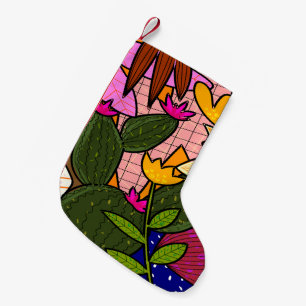 Petite Chaussette De Noël Feuilles et fleurs tropicales abstraites
