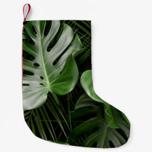 Petite Chaussette De Noël Feuilles Monstera, aménagement tropical de luxe.