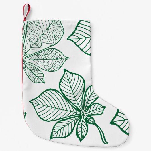 Petite Chaussette De Noël Feuilles stylisés 5 (Devant)