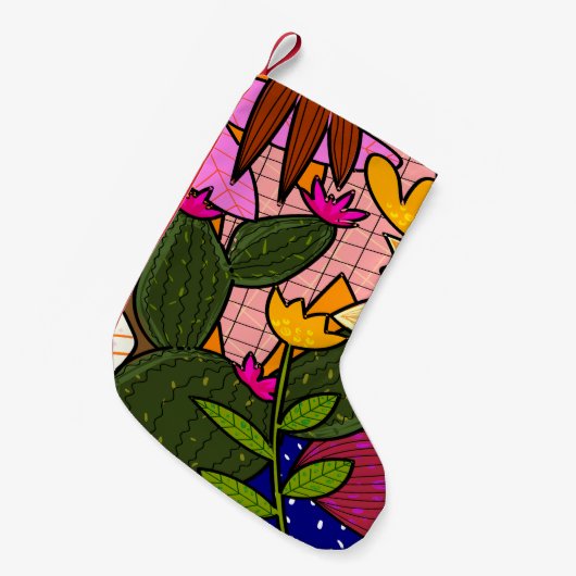 Petite Chaussette De Noël feuilles tropicaux Abstraits et fleurs (Devant (Accrochage))