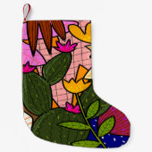 Petite Chaussette De Noël feuilles tropicaux Abstraits et fleurs (Devant)